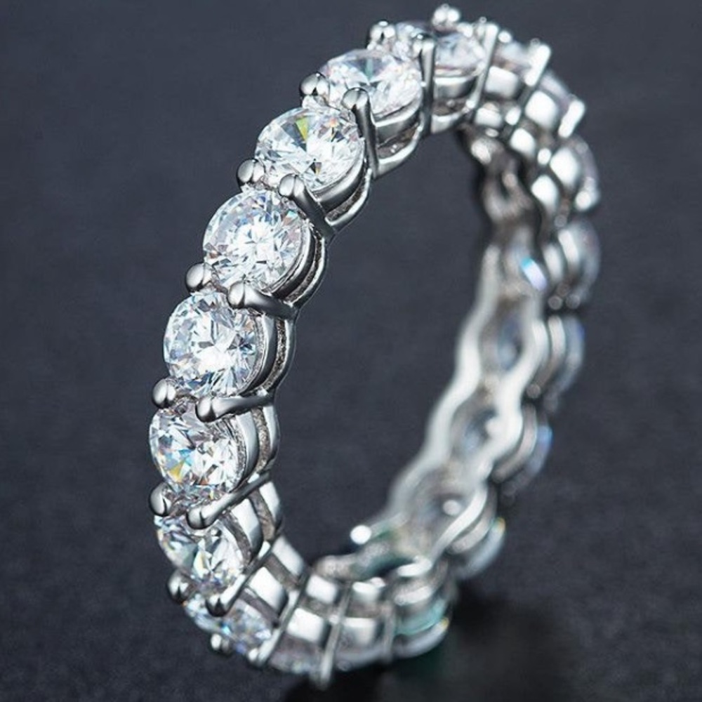 Sterling silver wedding bridal ring - Picture 2 of 4